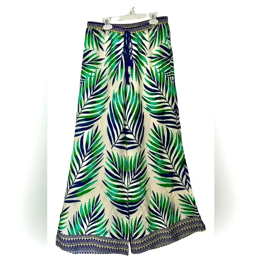 Free Market rayon elastic waist palazzo pants sz L nwot#003